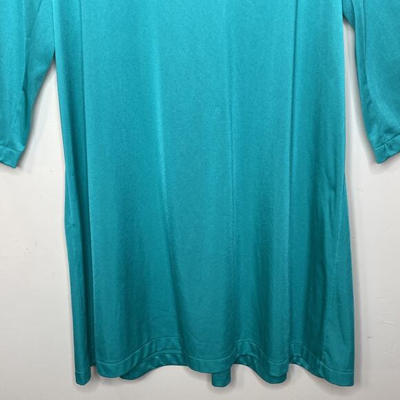 SHADOWLINE size L Nightgown Long Sleeves Machine Embroidered Neckline GREEN USA - Picture 14 of 16